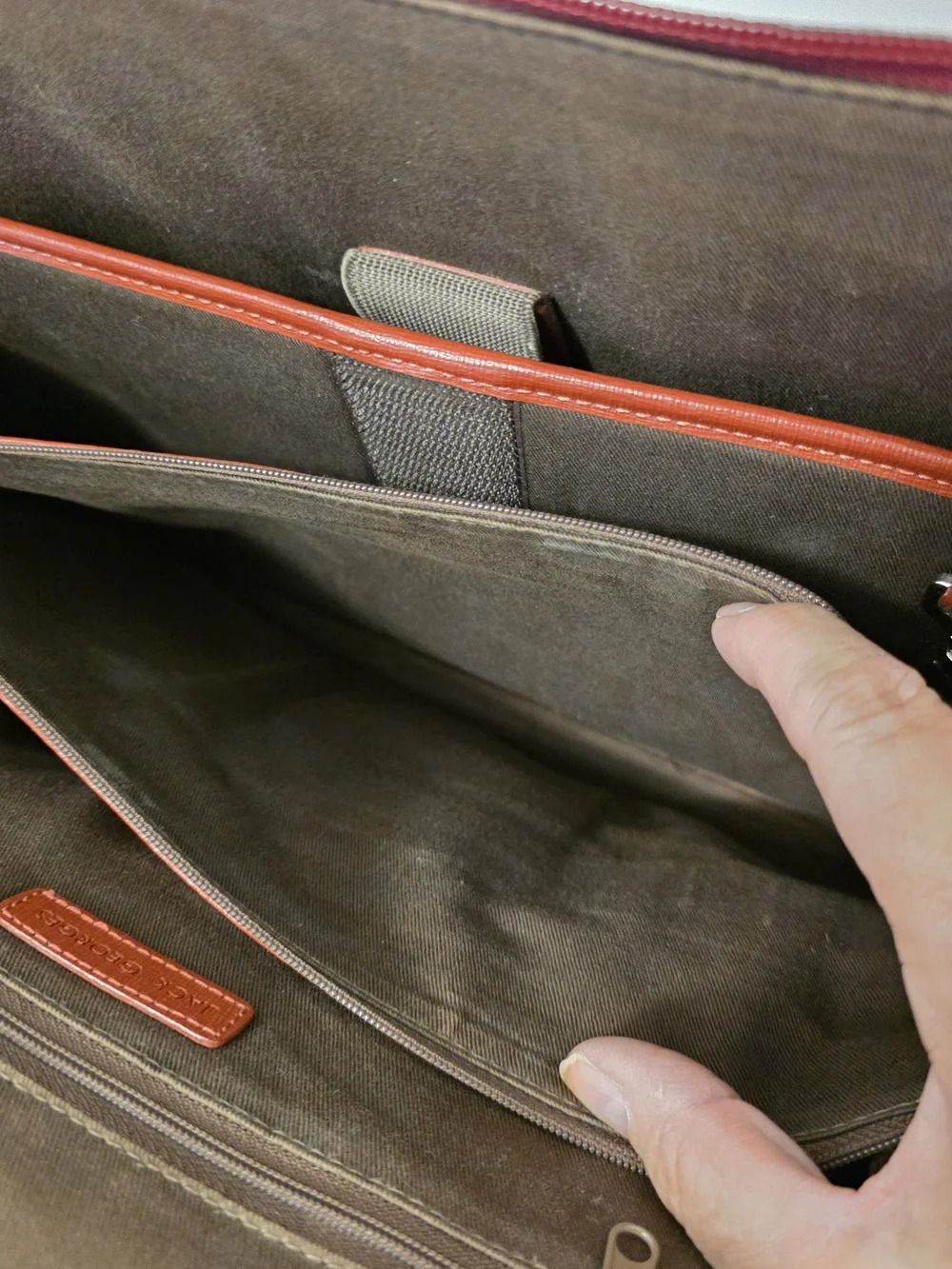 Jack Georges Red Safiano Leather Laptop Tote, Business, Travel, School